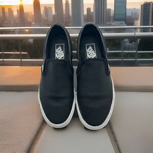 VANS Perf‎ Leather Black Slip On Shoes Women 8 Mens 6.5 Unisex